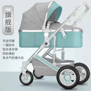 Poussette bébé haute paysage adjustable pliable légère absorption chocs bidirectionnel nouveauné