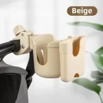 Portegobelet universel 2 en 1 pour poussette de vélo organisation de bouteille d&rsquo;eau 360 ° conception antidérapante rotative pour poussettes/marcheurs/vélos  Beige