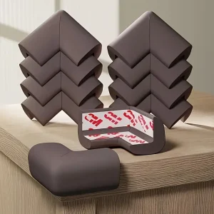 Protecteurs d&rsquo;angles bébé 10 pièces mousse souple adhésifs sécurisés design moderne brown