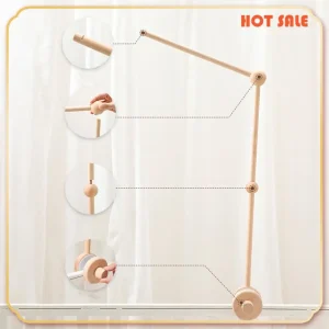 Support mobile rotatif en bois pour berceau bébé système ajustable design minimaliste sécurité renforcée accessoires inclus durabilité premium