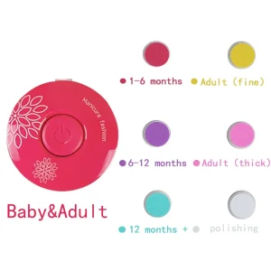 Appareil de manucure électrique pour bébé coupeongles enfant accessoire de soin ongles bébé kit hygiène 6 têtes de polissage design rose moderne compact et pratique