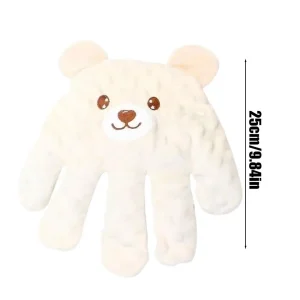Gant main ours bébé soft peluche accessoire confort jouet apprendre manipuler main enfant 03 ans doux sécuritaire éveil