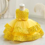 Robe de soirée d&rsquo;été pour filles 1 à 6 ans princesse scintillante coton doux haut de gamme anniversaire Baptême durée premium style européen