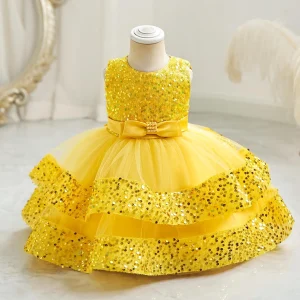 Robe de soirée d’été pour filles 1 à 6 ans princesse scintillante coton doux haut de gamme anniversaire Baptême durée premium style européen Robe de soirée d’été pour filles 1 à 6 ans princesse scintillante coton doux haut de gamme anniversaire Baptême durée premium style européen