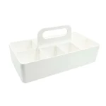 Organisateur rangement portable plastique poignée multifonctionnelle compartiments sectionnels gain place blanc