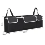 Organisateur de coffre voiture sac rangement siège arrière Oxford multifonctionnel haute capacité sécurisé pour enfants noires et blanches 90x25x12 cm