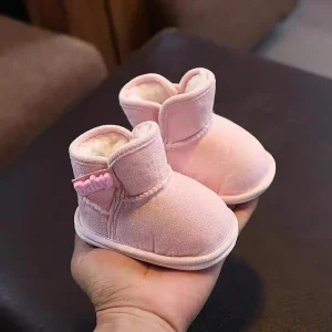 Bottes de neige pour bébé hiver 018 mois chaussons chauds doux en velours fermeture Velcro rose pastel