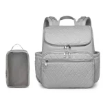 Sac à dos bébé maman sac couches imperméable grand容量 style minimaliste matériau synthétique bretelles rembourrées poches multiples portable et pratique gris uni
