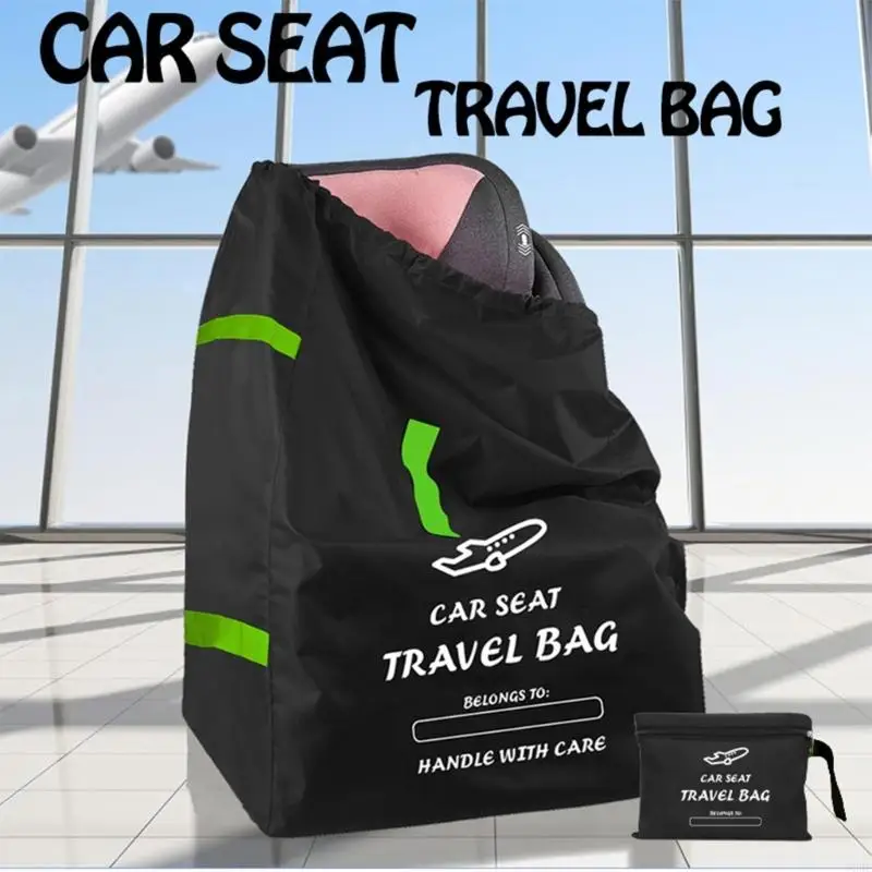 Sac de transport siège auto imperméable portée facile protection totale nylon/polyester compact et portable pour bébé voyage résistant design moderne couleur noire et vert fluo