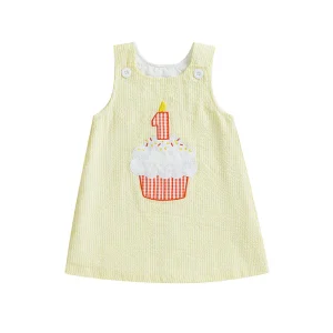 Robe anniversaire bébé fille premier anniversaire cupcake brodé 1 bougie tenue gâteau Smash occasion Robe anniversaire bébé fille premier anniversaire cupcake brodé 1 bougie tenue gâteau Smash occasion