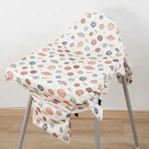 Housse de protection pour chaise haute bébé imperméable motif spatial élastique rangement intégré polyester 60x80cm