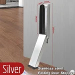 Butoir de porte pliant en acier inoxydable anticollision sécuritaire moderne et silencieux design épuré finition argentée