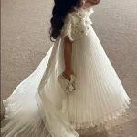 Robe de princesse pour fille vintage en satin ivoire fleurs perles nœud mariage baptême anniversaire robe bébé fille