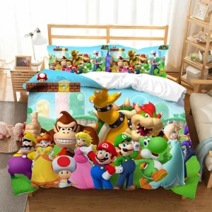 Super Mario Bros. literie enfant adulte couette taie oreiller princesse Peach personnages jeu vidéo chambre déco moderne colorée