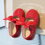 Chaussures bébé fille ballerines rouge glossy bride satin mode élégant confortables occasion formelle 36 ans