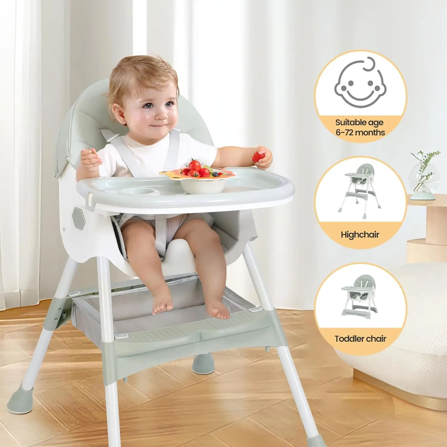 Chaise haute ajustable pour bébé plateau amovible siège rembourré design moderne idéale pour repas et activités enfants
