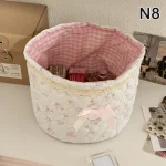 Organisateur bébé panier rangement déco maison tissu matelassé vichy rose dentelle style vintage romantique polyvalent
