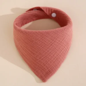 Bavoirs Bandana bébé coton doux pression安全 usage multiple nouveauné nourrisson rose pâle texture embossée lavable confortable protection soleil accessoire mode