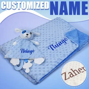 Couverture personnalisée bébé douce et sécurisante peluche intégrée nom brodé cadeau naissance qualité premium Couverture personnalisée bébé douce et sécurisante peluche intégrée nom brodé cadeau naissance qualité premium