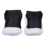 Mitaines de chaise de poussée bébé imperméables chaudes Oxford et fausse fourrure 1 paire noire moderne élégante usage extérieur confort style
