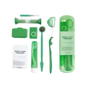 Kit de soins dentaires orthodontiques portable 8 pièces vert vif DENTAL FLOSS THREADERS