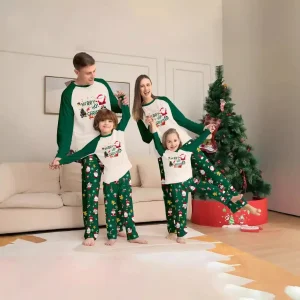 Ensemble pyjamas famille Noël adulte enfant style festif confort doux idéal pour fêtes de fin d&rsquo;année