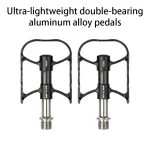 GUB Pédale de vélo ultralégère en aluminium double roulement design moderne noir et argent pour VTT et route GC083