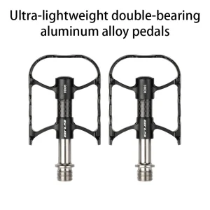 GUB Pédale de vélo ultralégère en aluminium double roulement design moderne noir et argent pour VTT et route GC083