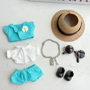 Ensemble vêtements poupée 7 pièces style casual été pour Barbie et similaires accessoires incl. chapeau lunettes bracelet