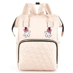 Sac à dos multifonctionnel personnalisé pour maman beige pour rangement couches et voyage