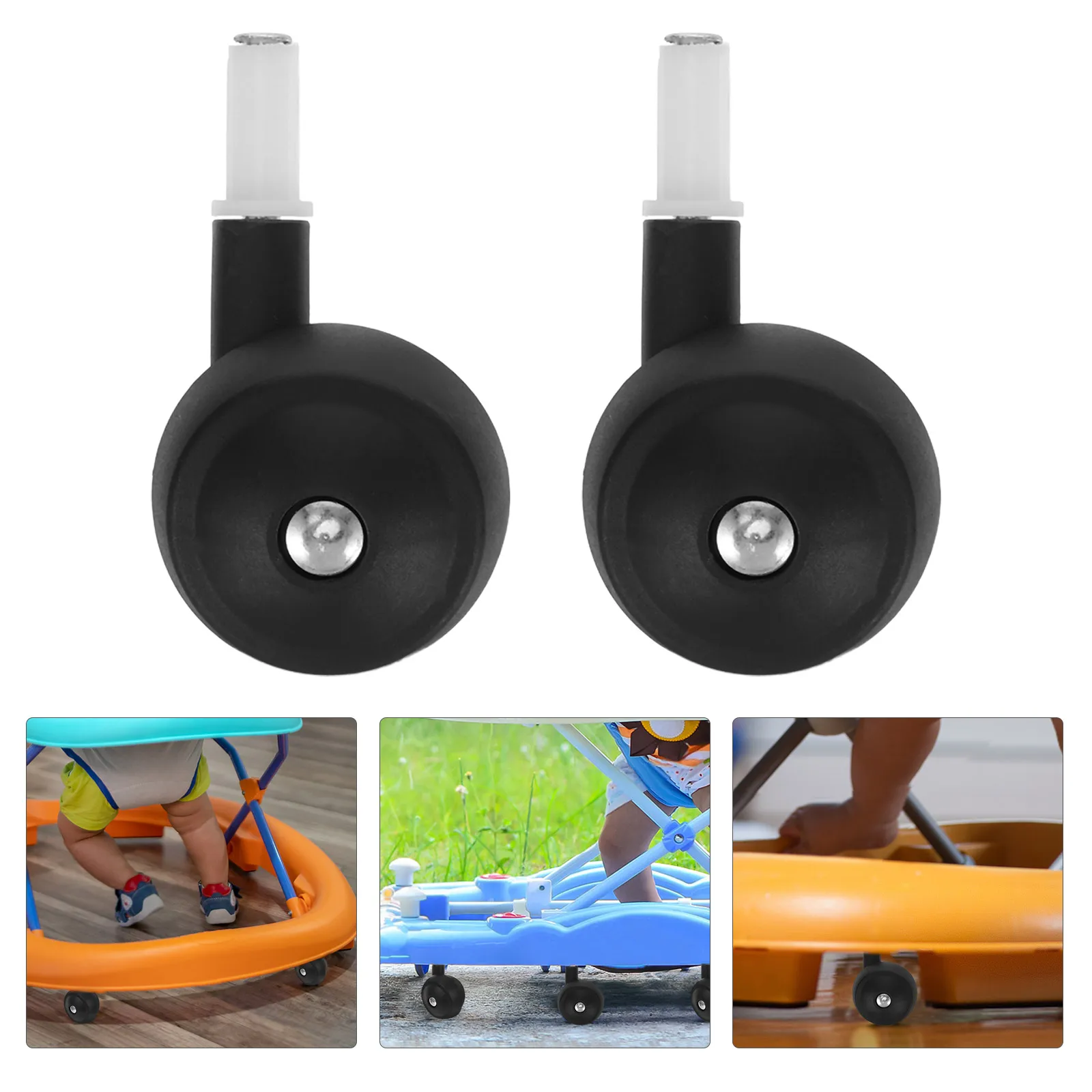 4 pièces roues pivotantes pour marcheur bébé accessoires de remplacement en plastique durable et métal sécurisés pour poussette ou marcheur bébé