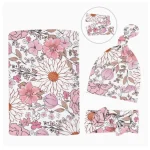 Ensemble d’emmaillotage bébé bonnet et bandeau floral couverture naissance douce accessoires bébé unisexe style moderne et sécuritaire cadeau naissance