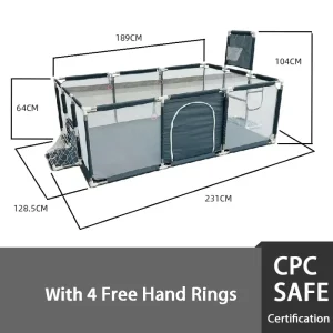 Parc d’intérieur bébé sécurisé barrière de sécurité aire de jeux playpen portable 4 anneaux de transport design moderne matériaux durables idéal 024 mois Parc d’intérieur bébé sécurisé barrière de sécurité aire de jeux playpen portable 4 anneaux de transport design moderne matériaux durables idéal 024 mois