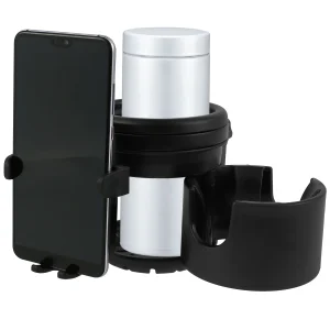 Portegobelet universel pour poussette support de bouteille d&rsquo;eau 360° support téléphone rotatif double trou accessoire bébé Cup Holder
