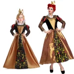 Costume princesse fantaisie dorée pour fille robe reine rouge tenue carnaval luxe accessoires incl. Halloween spectacle scène