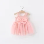 Robe de soirée pour bébé fille robe princesse en maille et tulle nœud en tissu occasions spéciales nouveauné baptême anniversaire qualité premium style mignon