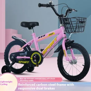 Vélo pour enfants Sport design moderne avec panier et stabilisateurs pour garçons et filles sécurité confort usage extérieur