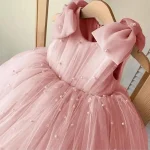 Robe tutu formelle pour filles vêtement de fête d&rsquo;anniversaire enfants 46 ans style européen et américain coton sans manches