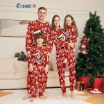 Tenue de Noël famille père mère fille bébé pyjamas 2 pièces vêtements de nuit bébé barboteuse style européen américain polyester doux confort hiver