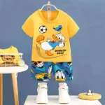Ensemble tshirt et short Donald Duck coton doux confort bébé style décontracté 03 ans