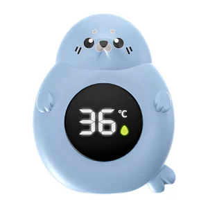Thermomètre numérique pour bébé design otarie écran digital facile à utiliser pour enfants nouveaunés et jeunes enfants bleu pastel texture douce
