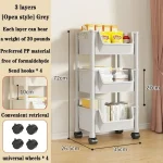 Organisateur de chariot à main de rangement Mobile support de stockage multicouche pour chambre à coucher cuisine avec chariot à roulettes étagère de salon  3layer gray