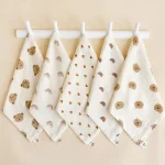 Ensemble de serviettes pour bébé en mousseline de coton 5 pièces serviettes de visage bavoirs mouchoirs lingettes douces et hygiéniques pour nouveauné
