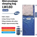 Sac de couchage ultraléger compact pour adulte camping et randonnée portable étanche isolation en coton sommeil confortable voyage lavable bleu foncé LW180