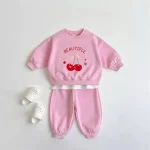 Ensemble bébé fille rose pâle sweatshirt et pantalon style cute printemps automne 06 mois doux et confortable tissu léger idéal pour sorties et quotidien