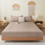 Draphousse en coton housse matelas antidérapante lit double king queen 120×200 150×200 200x220cm style moderne minimaliste beige