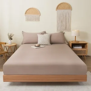 Draphousse en coton housse matelas antidérapante lit double king queen 120×200 150×200 200x220cm style moderne minimaliste beige Draphousse en coton housse matelas antidérapante lit double king queen 120×200 150×200 200x220cm style moderne minimaliste beige