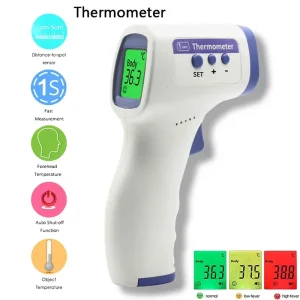 Thermomètre numérique pour adultes et enfants, thermomètre bébé sans toucher le front, alarme de fièvre, thermomètre infrarouge, oxymètre – White