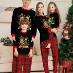 Ensemble de pyjamas imprimé wapiti pour la famille tenues de Noël doux et mignons hommes femmes enfants style familial qualité premium