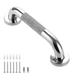 Barre d&rsquo;appui salle de bain antidérapant acier inoxydable poignée gaufrée chrome moderne support douche toilette 30cm sûr durable